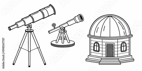telescopes and an observatory building Vector