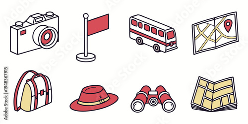 a collection of emergency and travel related icons Vector