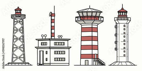 four different lighthouses with unique designs Vector