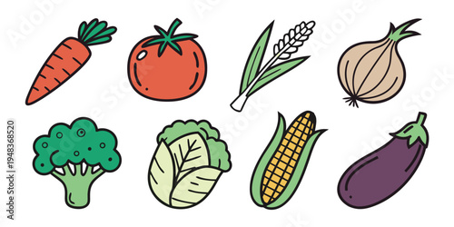 a colorful illustration of various vegetables Vector