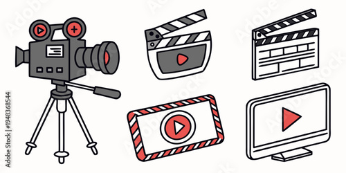 a collection of video production icons Vector