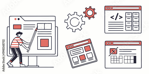 a person designing a website on a computer Vector