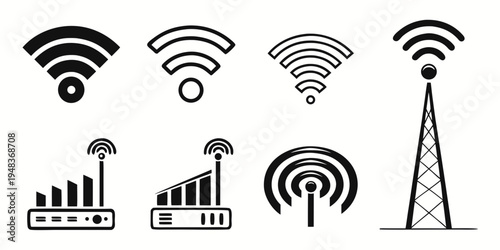 a collection of wireless network and internet icons Vector