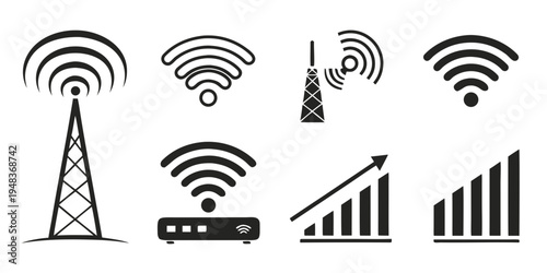 a collection of wireless network and internet icons Vector