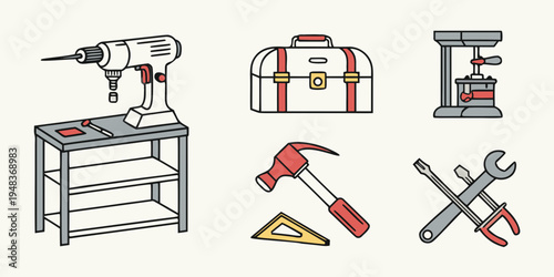 a set of tools for construction and repair Vector