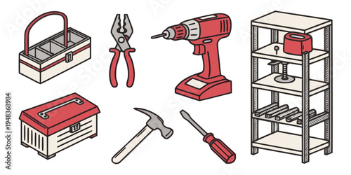a collection of tools on a white background Vector