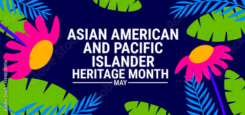 Asian American and Pacific Islander Heritage Month background, banner, card or poster design template is observed every year during May, to raise awareness about the mission. Vector illustration.