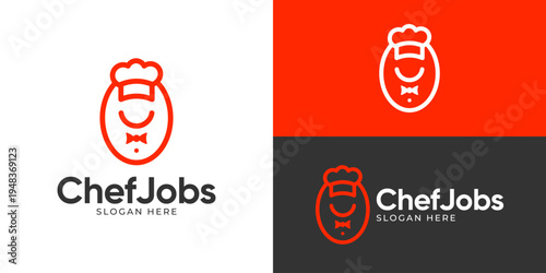 Creative simple chef jobs logo template. Chef hat logo design vector illustration.