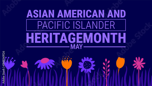 Asian American and Pacific Islander Heritage Month background, banner, card or poster design template is observed every year during May, to raise awareness about the mission. Vector illustration.