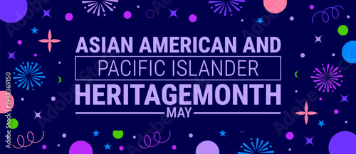 Asian American and Pacific Islander Heritage Month background, banner, card or poster design template is observed every year during May, to raise awareness about the mission. Vector illustration.