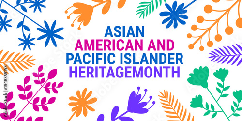 Asian American and Pacific Islander Heritage Month background, banner, card or poster design template is observed every year during May, to raise awareness about the mission. Vector illustration.