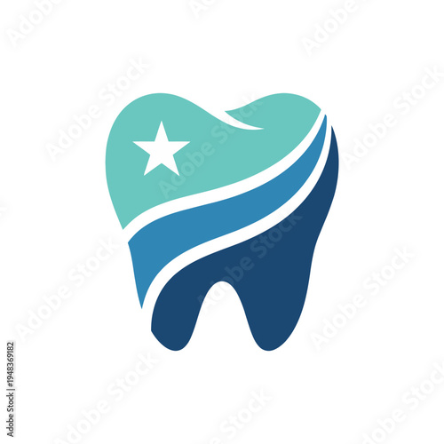 A modern and artistic depiction of a tooth, featuring soft waves and a star element, representing dental health and care. Ideal for dental or healthcare services imagery.