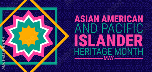 Asian American and Pacific Islander Heritage Month background, banner, card or poster design template is observed every year during May, to raise awareness about the mission. Vector illustration.