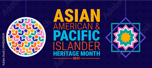 Asian American and Pacific Islander Heritage Month background, banner, card or poster design template is observed every year during May, to raise awareness about the mission. Vector illustration.