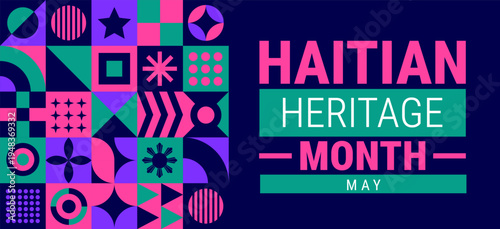 haitian heritage month background, banner, card or poster design template is observed every year during May, to raise awareness about the mission. Vector illustration.