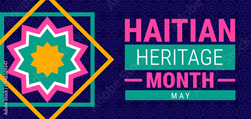 haitian heritage month background, banner, card or poster design template is observed every year during May, to raise awareness about the mission. Vector illustration.