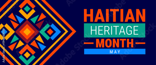 haitian heritage month background, banner, card or poster design template is observed every year during May, to raise awareness about the mission. Vector illustration.