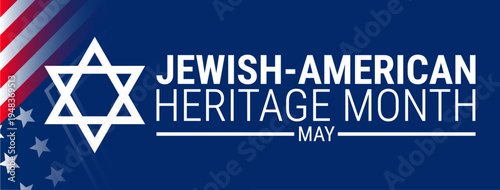 Jewish American Heritage Month usa flag  background, banner, card or poster design template is observed every year during May, to raise awareness about the mission. Vector illustration.