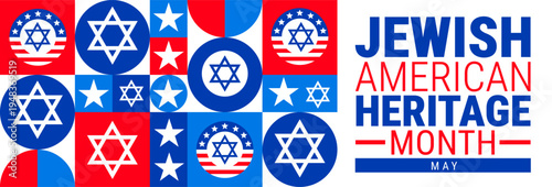 Jewish American Heritage Month usa flag  background, banner, card or poster design template is observed every year during May, to raise awareness about the mission. Vector illustration.