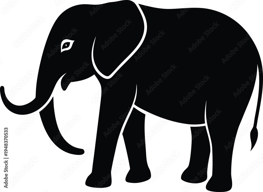 Fototapeta premium Elephant silhouette vector art Illustration