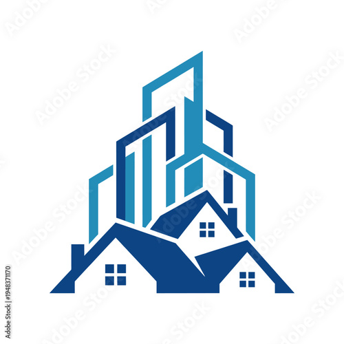 A visually striking logo showcasing a modern skyline integrated with a home, representing urban living and real estate opportunities in a vibrant city environment.