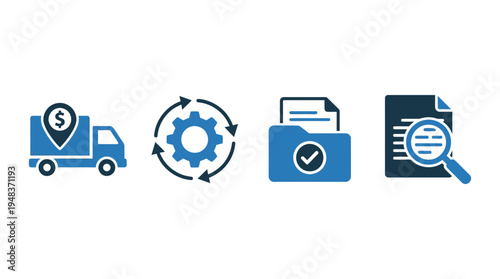 Business Process Icons For Workflow Optimization And Management Concepts