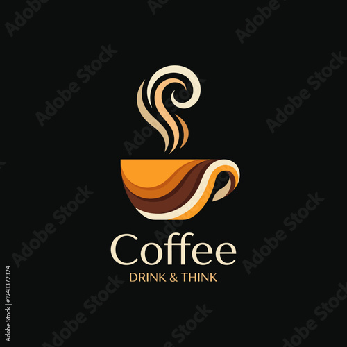 A captivating logo design featuring a steaming coffee cup, symbolizing warmth, creativity, and relaxation for coffee lovers in a rich, modern color scheme.