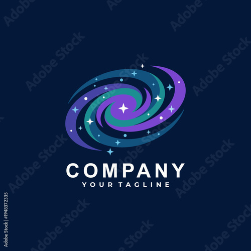 This logo features a mesmerizing galaxy swirl with vibrant colors, symbolizing creativity and innovation for modern businesses or tech companies seeking a unique visual identity.
