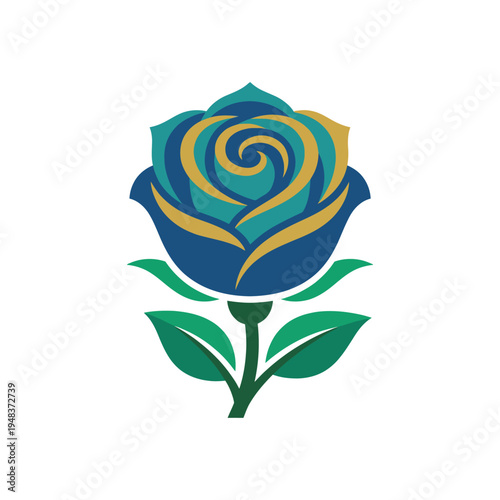 An elegant blue rose graphic featuring intricate swirls, symbolizing love and beauty, making it a perfect choice for floral arrangements or artistic expressions.