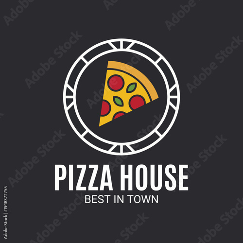 A colorful pizza slice graphic featuring vibrant toppings, showcasing deliciousness and inviting prospects to enjoy a meal, ideal for promotional food marketing.