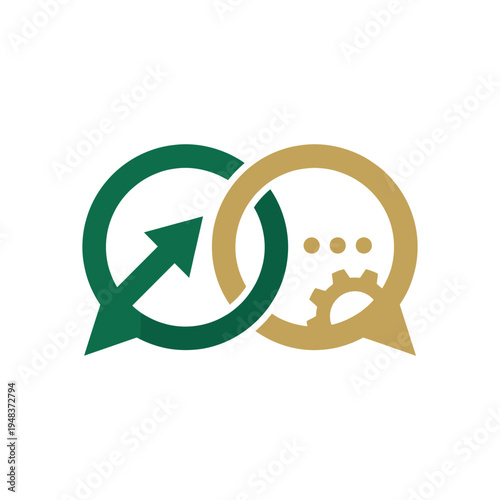 This icon design represents the concepts of connection and communication, showcasing synergy and interaction, ideal for technology and relationship-focused branding.