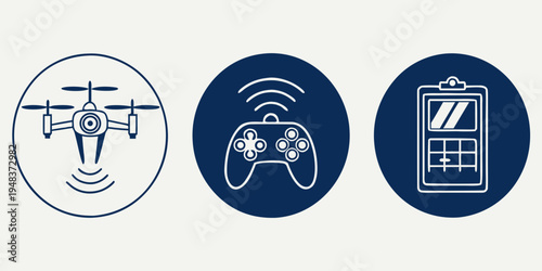drone remote control and smartphone icons Vector