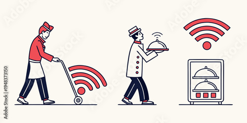 food delivery service with wi fi connection Vector