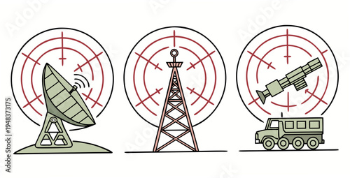 military radar and communication systems Vector