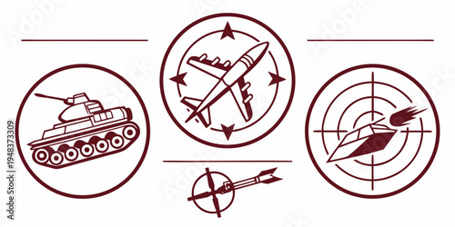 military targets for tank, plane, and missile Vector