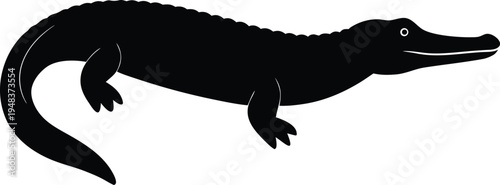 Gharial silhouette vector art Illustration