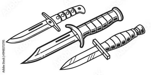 three daggers with different handles Vector