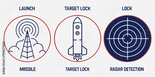 a diagram showing a launcher, a target lock, and image detection Vector