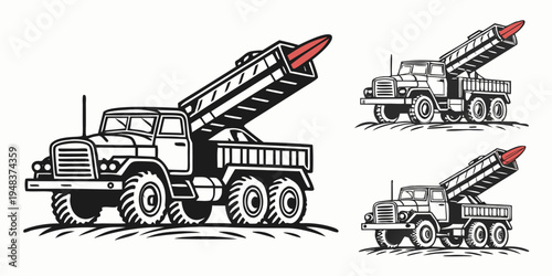 a truck with a missile launcher on the back Vector