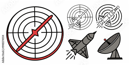 a set of icons for satellite and radar technology Vector