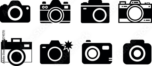 Collection of various camera icons, representing photography and digital imaging technology