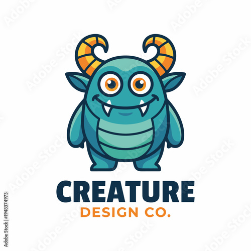 An adorable and colorful creature design logo, perfect for a children's product company, featuring a friendly monster that sparks creativity and joy among kids.
