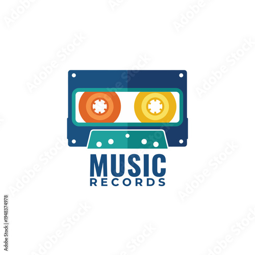 A nostalgic music records design featuring a classic cassette tape, symbolizing the golden age of music, perfect for music lovers and retro-themed projects.