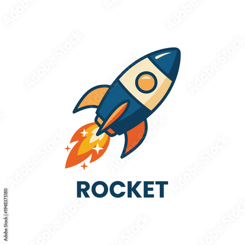 A fun and vibrant illustration of a rocket launching into space, symbolizing innovation, exploration, and the excitement of venturing into the unknown with fiery trails.