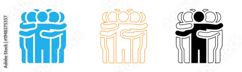 Three groups of people with their arms around each other