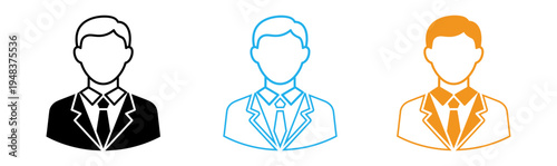 Three businessmen icons in different colors