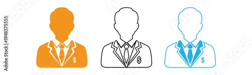 Businessman icons in different colors