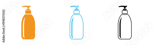 Three hand sanitizer bottles in different colors