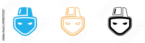 Welding mask icons in blue orange and black
