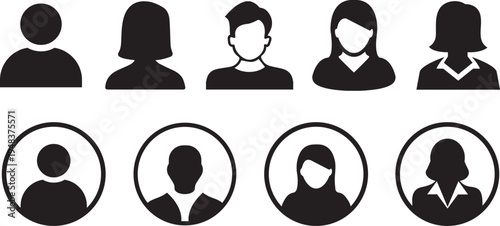 Collection of diverse human silhouettes and avatars
